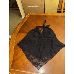 Torrid Womens 1 Black Floral Lace Sleeveless Lined High Neck Tank Top Keyhole